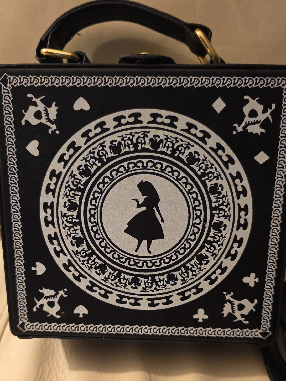 Disney Black & White Alice Silhouette Mini Top-Handle Bag. NWOT